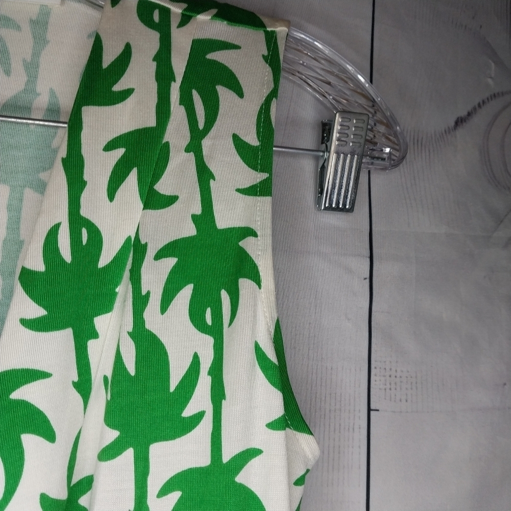 Diane Von Furstenberg Green Palm Sleeveless Yahzi Silk Jersey Wrap Dress - Picture 7 of 13